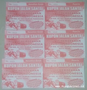 Kupon Jalan Santai RT 008 / RW 002 Kelurahan Sumupanggang, Kecamatan Margadana, Kota Tegal - Jawa Tengah.